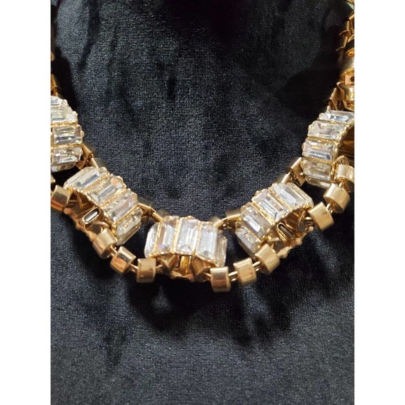 Traci Lynn Gold Color with Clear Rhinestone Lobster Clasp Closure Necklace - Picture 2 of 8